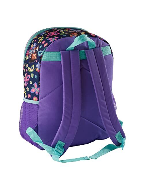 Disney Encanto Mirabel 4 Piece Backpack set, Flip Sequin 16" School Bag for Girls with Front Zip Pocket, Purple & Black