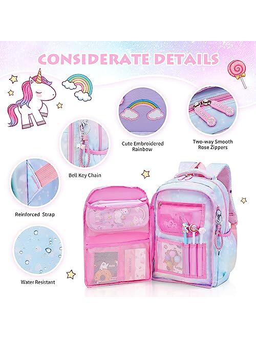 Byxepa Backpacks for Girls School Cute Kids Backpack Bookbags with Insulated Lunch Box Set for School Elementary girl, Tie Dye School Bag with Laptop Compartments 16 * 11