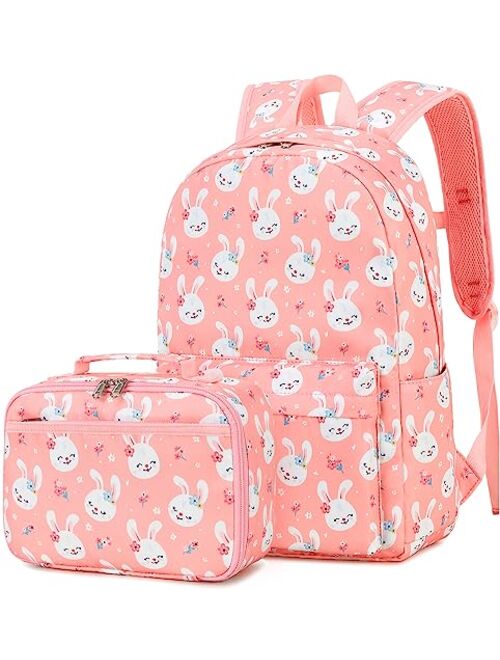 BTOOP Kids Backpack for Girls Floral Preschool Backpacks with Lunch Box Kindergarten Bookbag Set for Young Elementary School Students