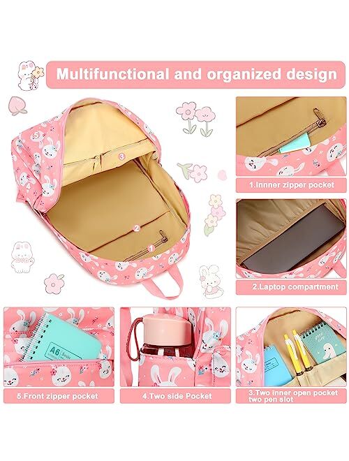 BTOOP Kids Backpack for Girls Floral Preschool Backpacks with Lunch Box Kindergarten Bookbag Set for Young Elementary School Students