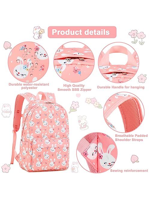 BTOOP Kids Backpack for Girls Floral Preschool Backpacks with Lunch Box Kindergarten Bookbag Set for Young Elementary School Students