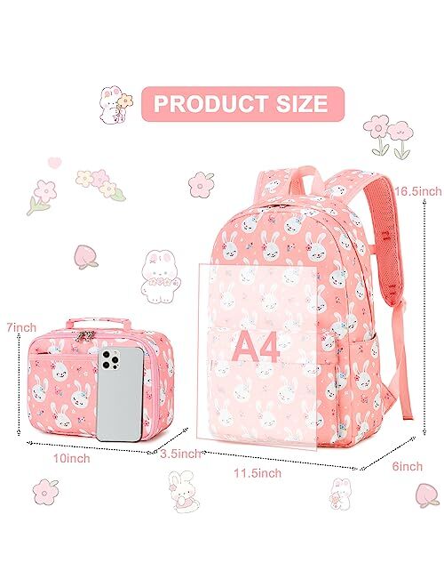 BTOOP Kids Backpack for Girls Floral Preschool Backpacks with Lunch Box Kindergarten Bookbag Set for Young Elementary School Students