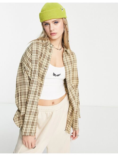 COLLUSION oversized check shirt in neutral