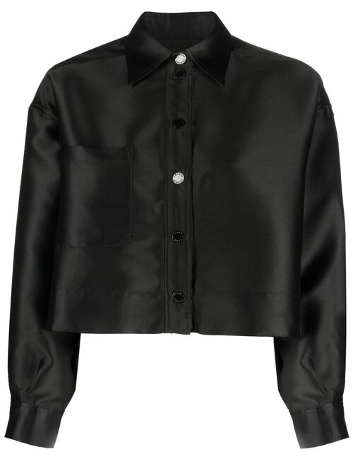 SANDRO satin-finish cropped shirt