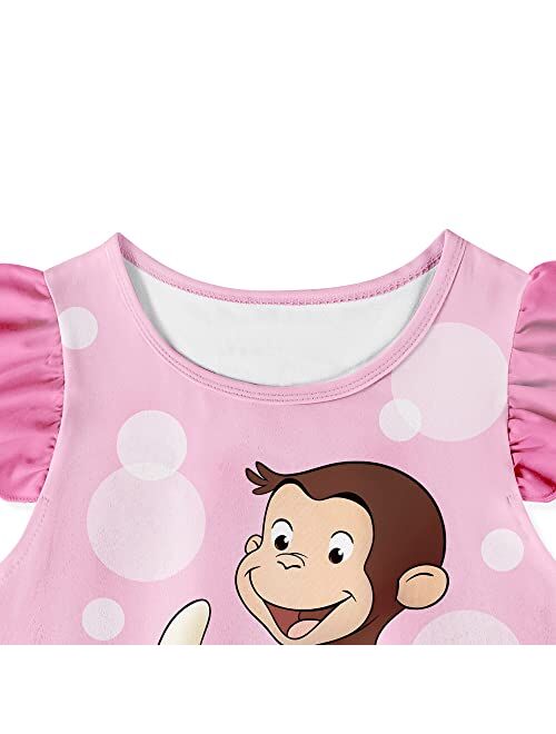 Yamy Toddler Girls George Shirt Set Short Sets Summer Short Casual Outfit Cartoon T-Shirt Shorts Sets -3-6Y