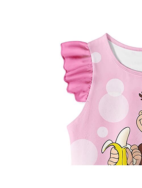 Yamy Toddler Girls George Shirt Set Short Sets Summer Short Casual Outfit Cartoon T-Shirt Shorts Sets -3-6Y