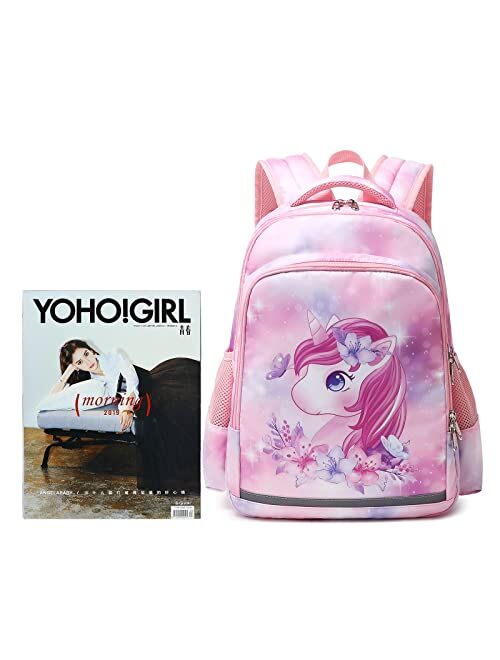 MELAO Fancbiya Backpack For Girls,Kids Unicorn Backpack Preschool Book Bag Kindergarten Bookbag With Lunchbox Cute School Bag