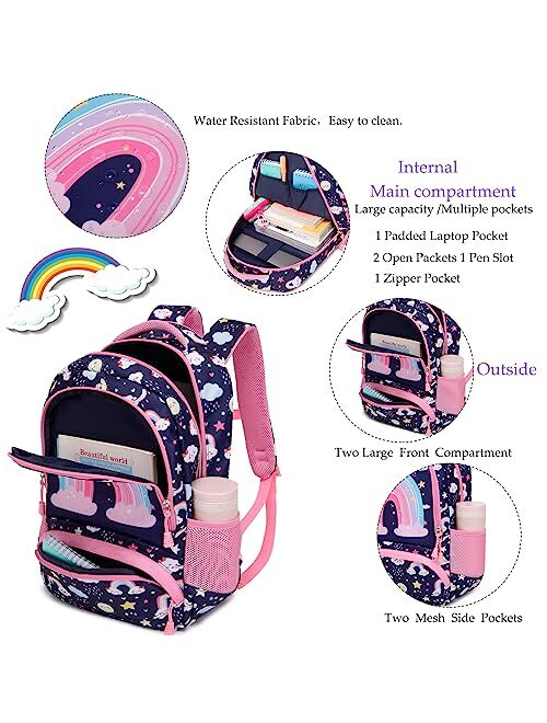 Dafelile Backpack Unicorn for Girls School Preschool Backpack for Girls 3 IN 1 School Bookpack Set with Lunch Bag Pencil Bag