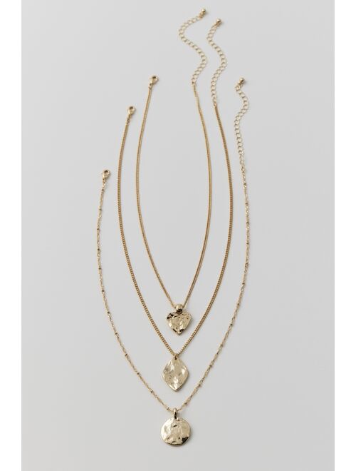 Urban Outfitters Delicate Hammered Charm Layering Necklace Set