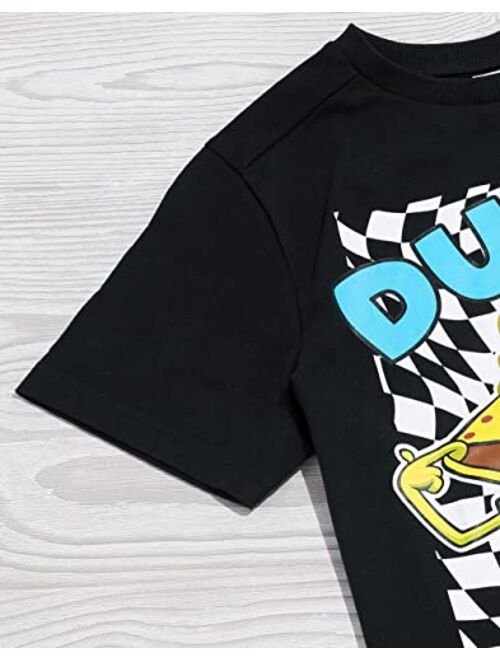 SpongeBob SquarePants Kids T-Shirt | Boys Girls Dude Checker Character Short Sleeve Black Top