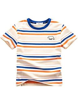 WIYOSHY Boys' Crew Neck Striped Short Sleeve T-Shirts Cotton Top Tees