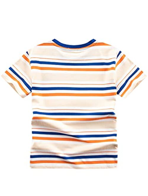 WIYOSHY Boys' Crew Neck Striped Short Sleeve T-Shirts Cotton Top Tees