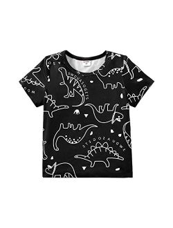 PATPAT Toddler Boys Short-Sleeve T-Shirt Cartoon Print Shirt Crewneck Tee