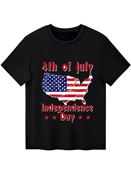 MUJOQE Boys Girls 4th of July T-Shirt American Flag Short Sleeve Shirts Kids Independence Day Clothes Patriotic Tees Tops 1-8T