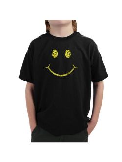 LA Pop Art Big Boy's Word Art T-shirt - Be Happy Smiley Face