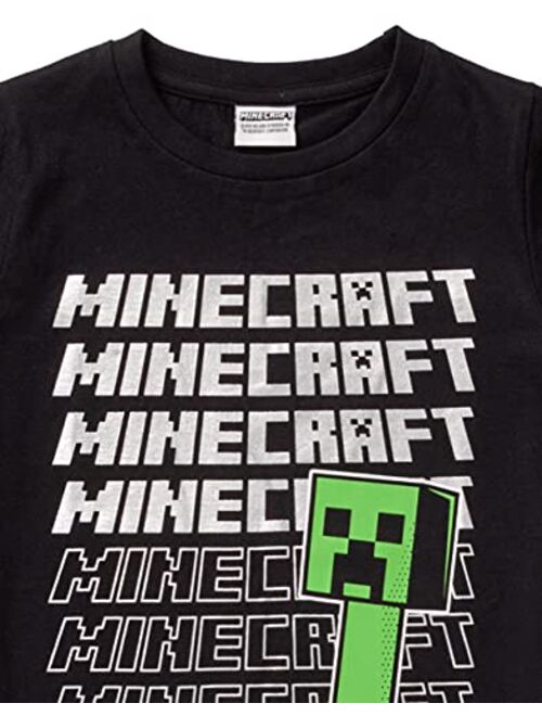 Minecraft T Shirt Boys Creeper Short Sleeve Black Game Top