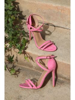 Serenityy Pink Suede Ankle Strap High Heel Sandals