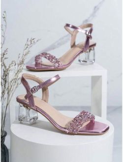 Fashionable Rhinestone Embellished Gorgeous High Heel Sandals For Women