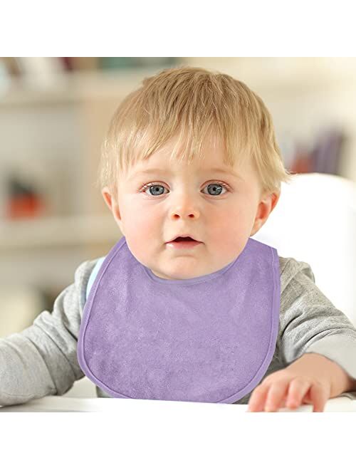 Vicloon Baby Bibs, 8Pcs Terry Bib Set, Baby Bibs for Boys, Girls,Terry Drool Cotton Bibs Waterproof protection, Adjustable hook-&-loop closure, Baby Bibs t for Feeding, D