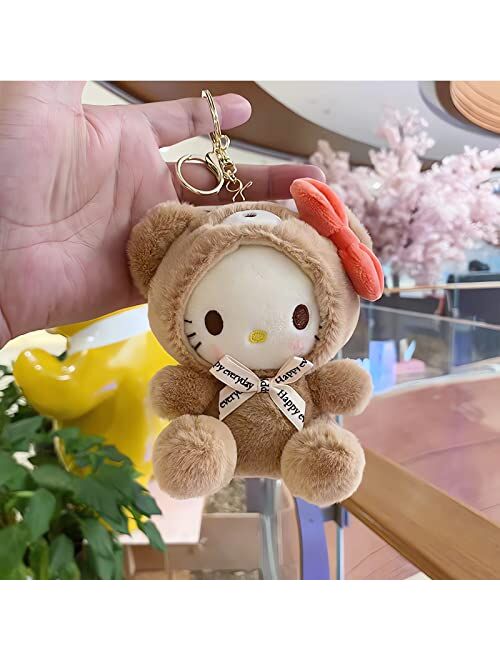 Sicpfuj Cute Plush Keychain for Women Girls, 5" Lovely Keychain Decorative Accessories, Purse Bag Backpack Charm