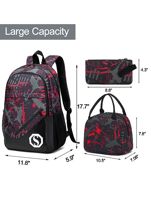 Btoop School Backpacks for Boys Girls Bookbag Teens Backpack Set Tote Shoulder Bag and Pencil Case