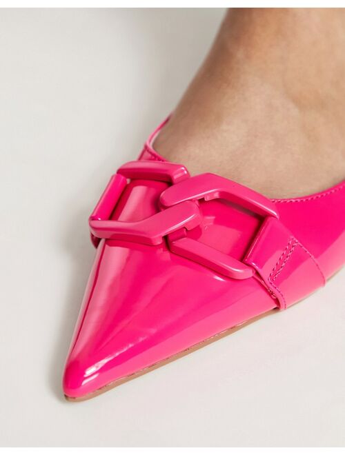 ASOS DESIGN Lawless Pointed toe ballet flat with chain in pink