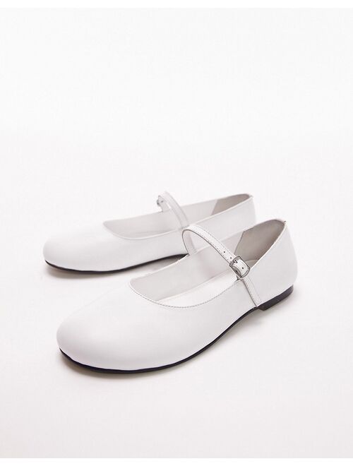 Topshop Carmen leather round toe ballet flats in white