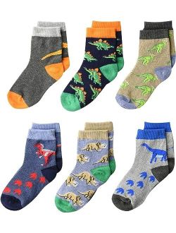 Jefferies Socks Dinosaur Pattern Crew Socks 6-Pack (Infant/Toddler/Little Kid/Big Kid)