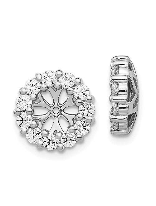 Saris And Things 14K White Gold Diamond Round Earring Jackets 5.00 mm Opening for Stud Earrings (0.99Cttw)