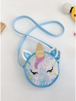 Shein Mini Unicorn Shaped Crossbody Bag With Glitter Decoration