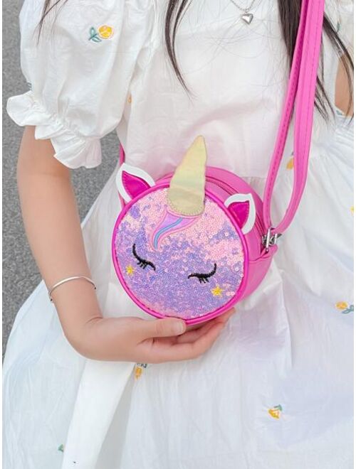 Shein Mini Unicorn Shaped Crossbody Bag With Glitter Decoration
