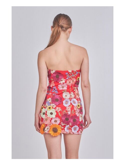 ENDLESS ROSE Women's Floral Embroidered Mini Dress