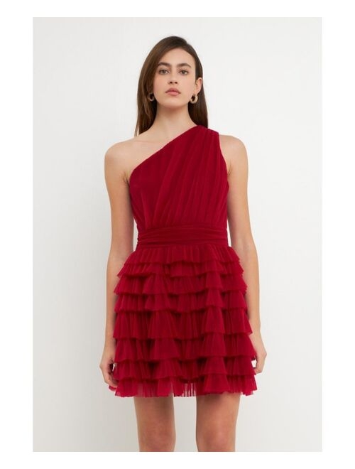 endless rose Women's Tiered Tulle Mini Dress