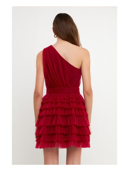 endless rose Women's Tiered Tulle Mini Dress