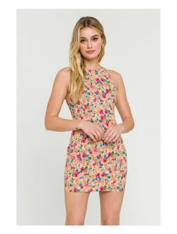 Women's Floral Fitted Mini Dress