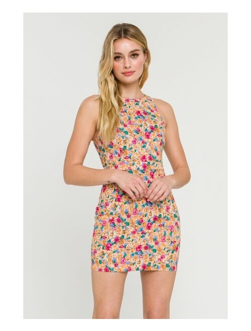 endless rose Women's Floral Fitted Mini Dress