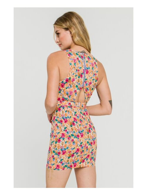 endless rose Women's Floral Fitted Mini Dress