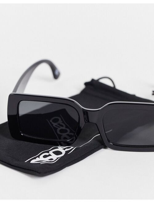 ASOS DESIGN overszed chunky rectangle sunglasses with smoke lens in black