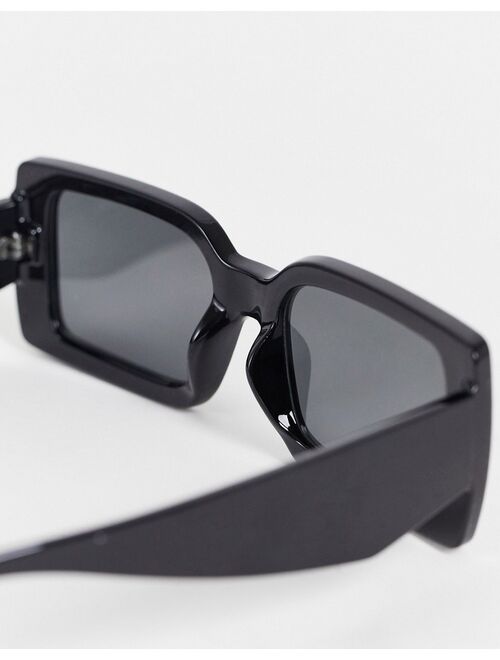 ASOS DESIGN overszed chunky rectangle sunglasses with smoke lens in black