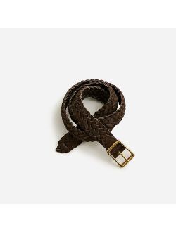 Italian braided-suede roller-buckle belt
