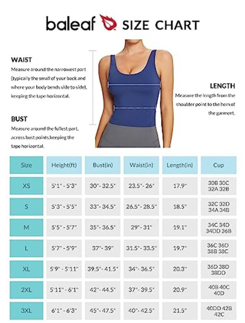 BALEAF Women's Compression Workout Tank Crop Tops with Built-in Bra Sports Padded Longline Light Support Tight Fit Yoga Bras