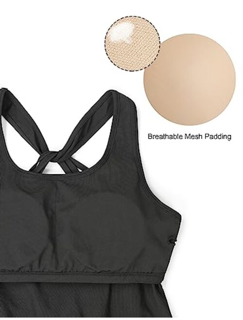 BMJL Womens Workout Tank Tops Built in Bra Athletic Tops Sleeveless Yoga Running Gym Shirts