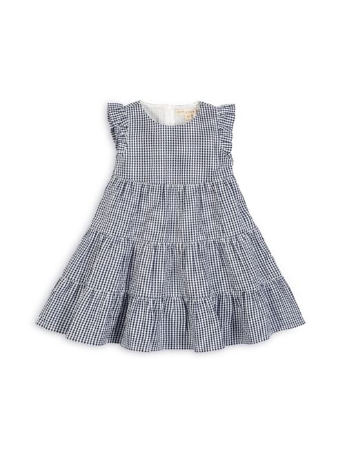 HOPE & HENRY Girls' Organic Cotton Flutter Sleeve Short Tiered Dress, Toddler