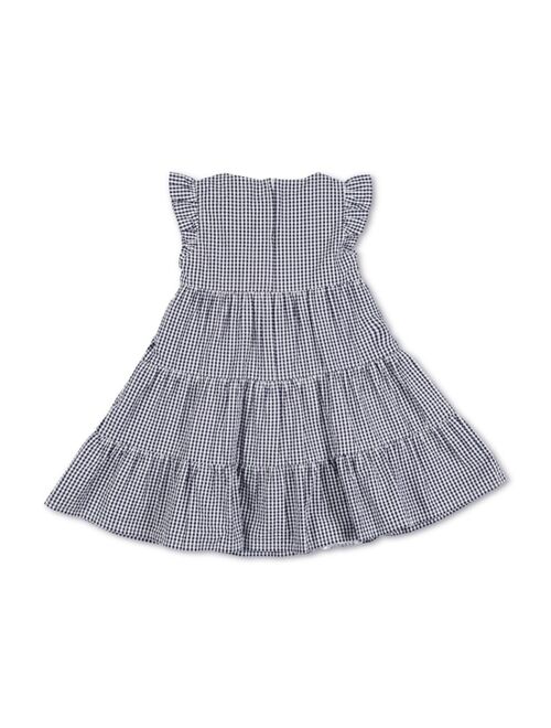 HOPE & HENRY Girls' Organic Cotton Flutter Sleeve Short Tiered Dress, Toddler