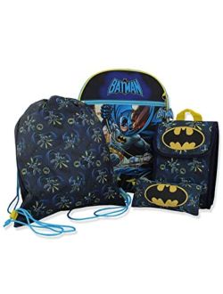 Comics Batman Boys 16" Backpack 5 piece School Set (One Size, Blue)