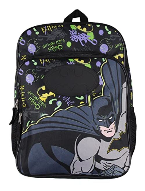 Bioworld DC Comics Batman Backpack Gotham City Superhero Rubber Bat Symbol Kids School Travel Backpack
