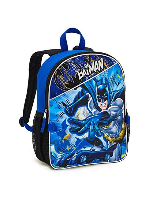 DC Comics Batman Backpack with Lunch Bag Set for Boys Kids ~ Deluxe 16" Batman Backpack with Insulated Lunch Box. Stickers, and More (Batman School Supplies Bundle)