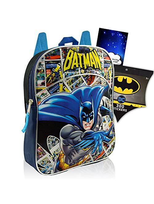 DC Shop DC Comics Batman MINI Backpack Preschool Bundle ~ Batman School Supplies And 11 INCH School Bag With 300 Batman Stickers (Superhero School Supplies).
