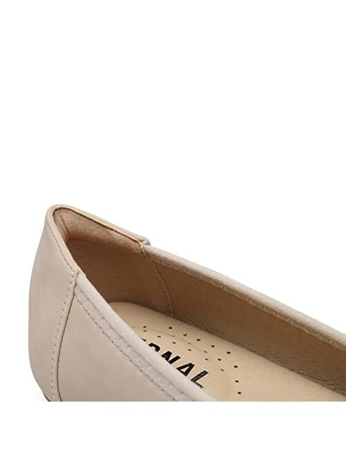 Bernal Women's Wide Width Comfortable Flat Shoes - Round Toe Classic Cute Rhinestones Bow Slip on Ballet Flats
