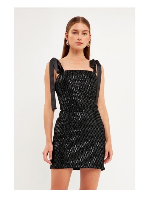 ENDLESS ROSE Women's Sequins with Velvet Back straps Dress